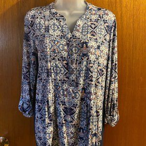 3/4 Length casual popover blouse